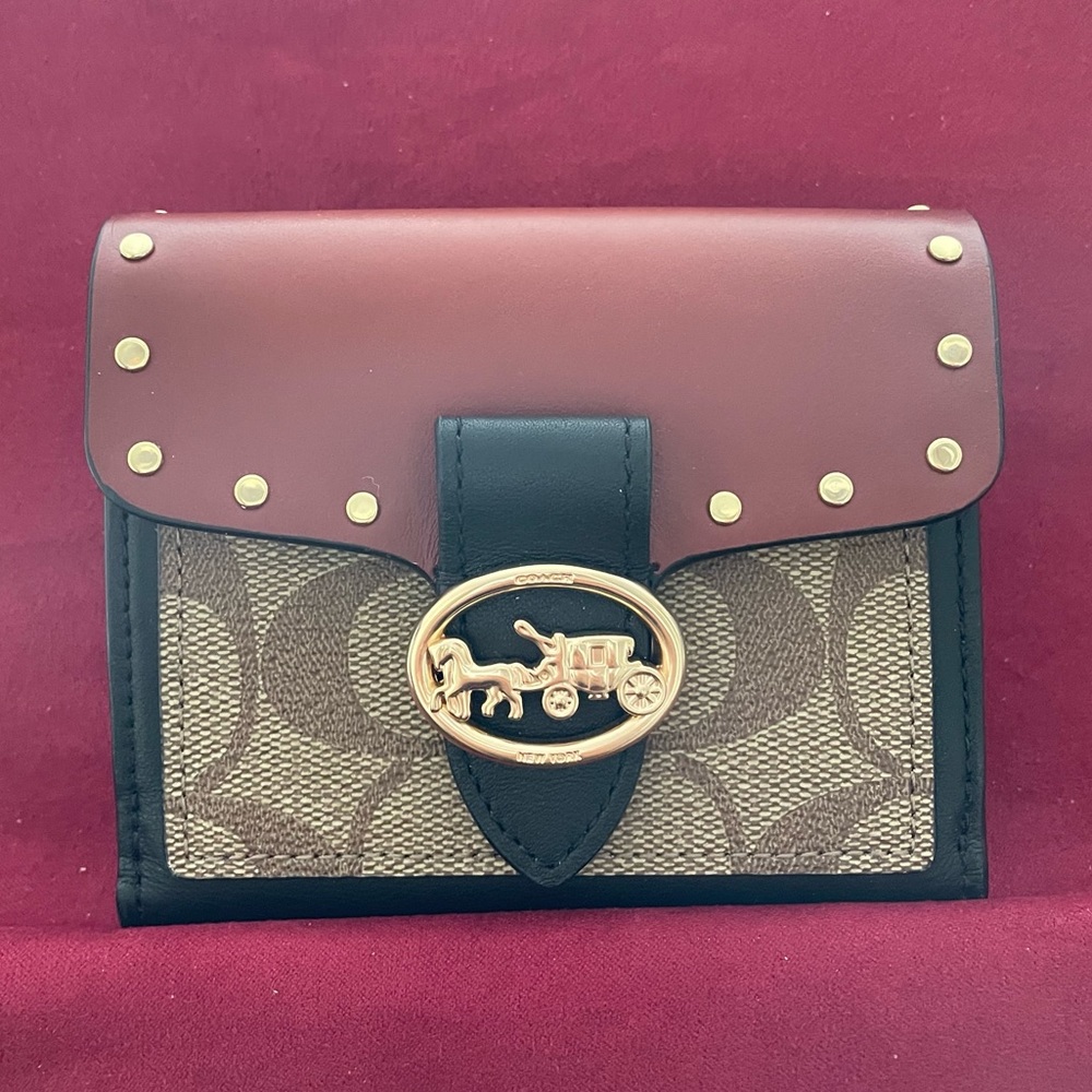 Coach Georgie Riveted small wallet in Colorblock Signature Canvas